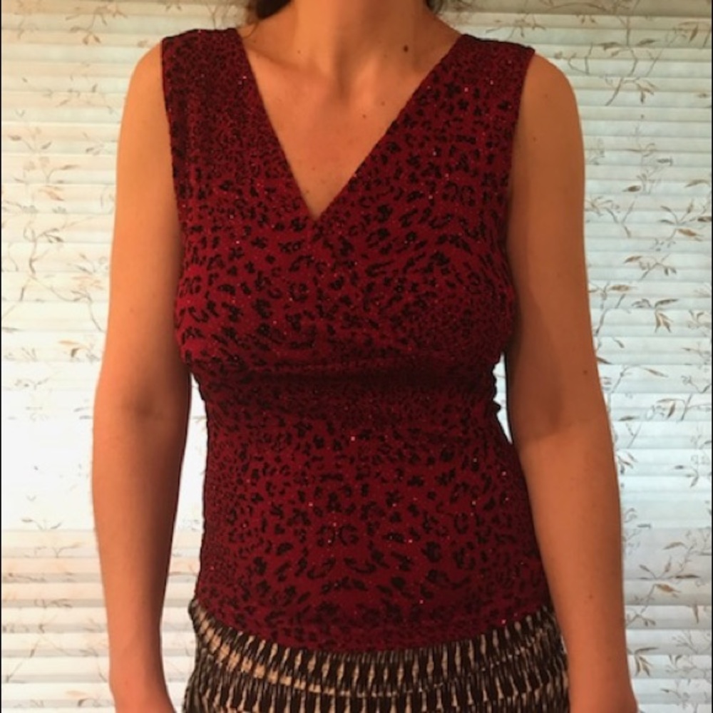 A sleeveless evening blouse